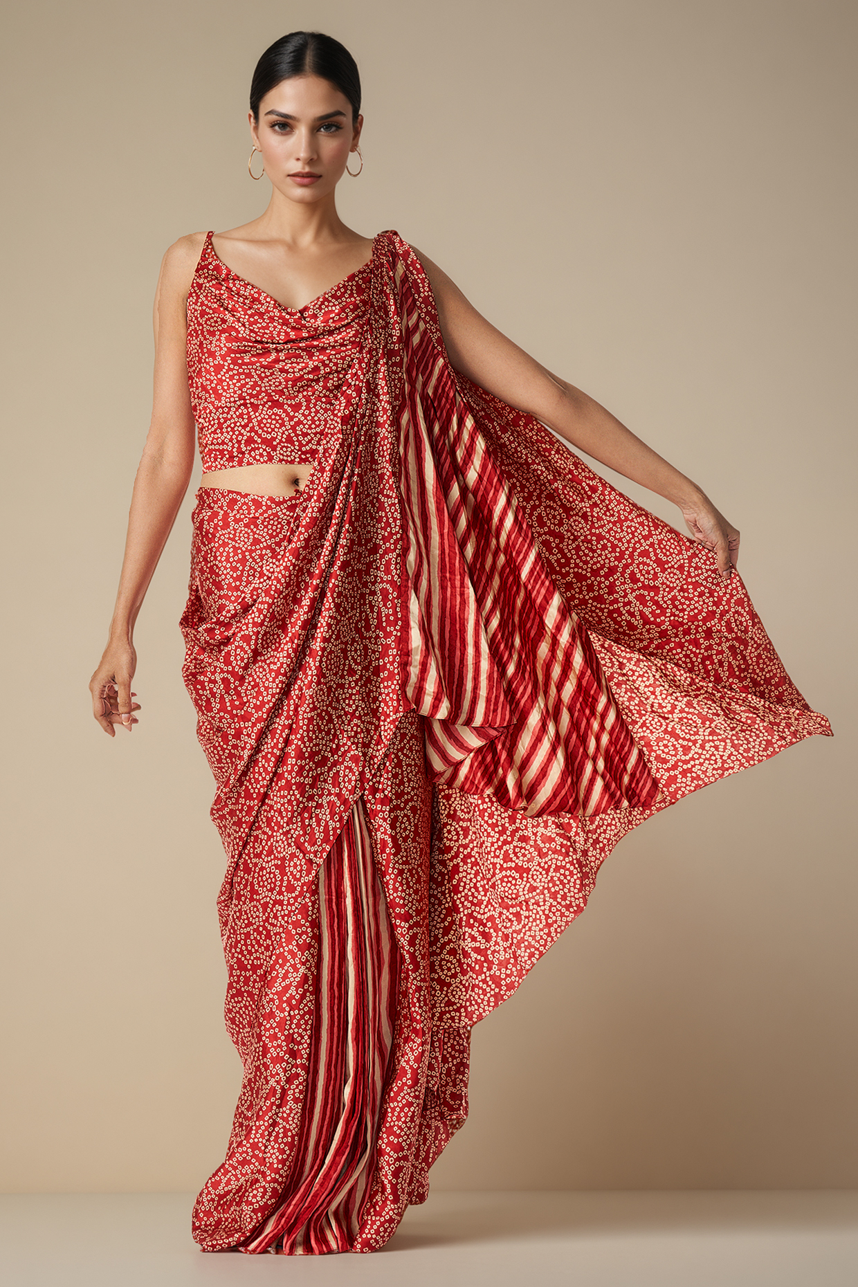 Maroon Modal Satin Pre-Draped Party Wear Saree by Gulabo By Abu Sandeep at Pernia's Pop Up Shop
