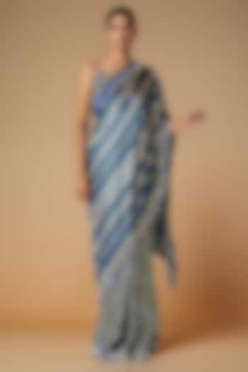 Blue Modal Satin Party Wear Saree by Gulabo By Abu Sandeep at Pernia's Pop Up Shop