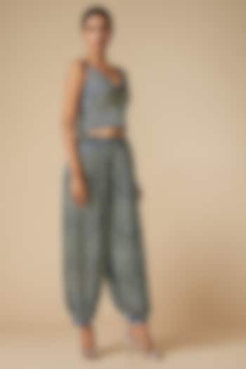 Blue Modal Satin Salwar Pants by Gulabo By Abu Sandeep at Pernia's Pop Up Shop