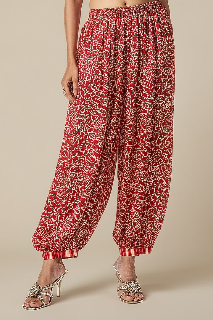 Maroon Modal Satin Salwar Pants by Gulabo By Abu Sandeep at Pernia's Pop Up Shop
