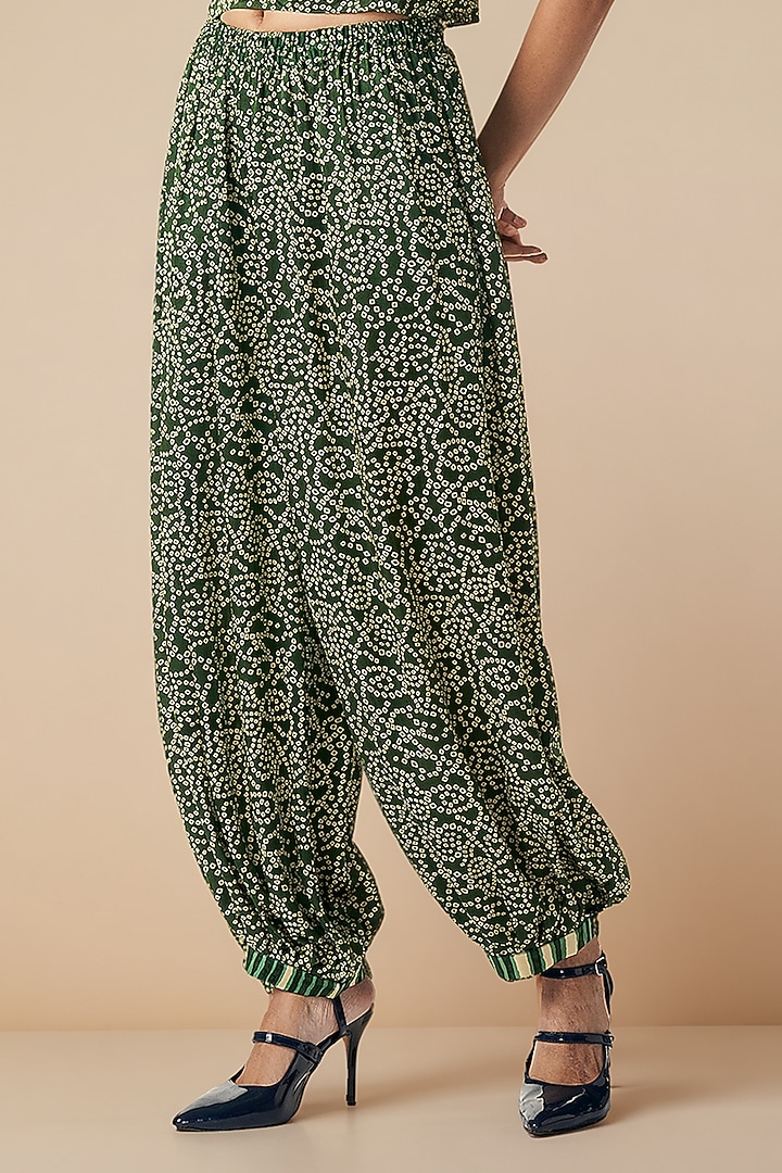 Olive Green Modal Satin Salwar Pants by Gulabo By Abu Sandeep at Pernia's Pop Up Shop