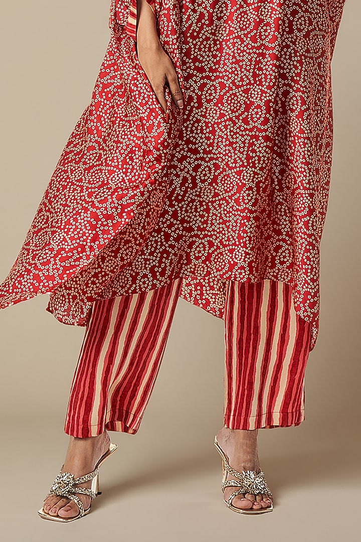 Maroon Modal Satin Straight-Cut Pants by Gulabo By Abu Sandeep at Pernia's Pop Up Shop