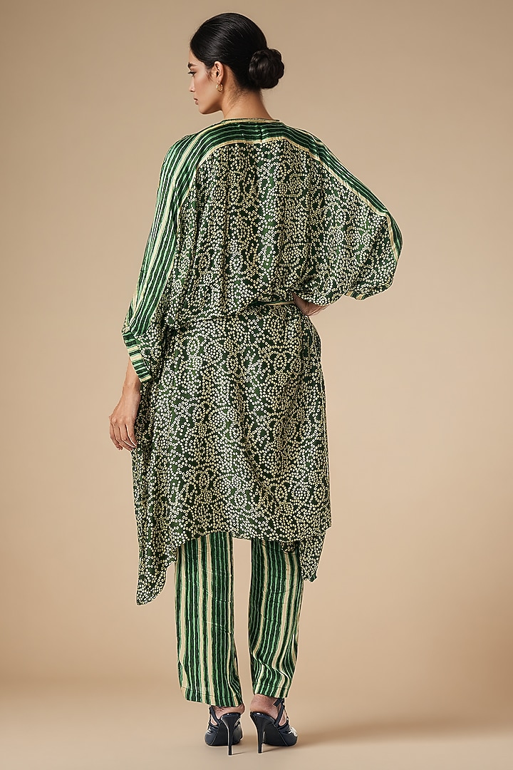 Olive Green Modal Satin Straight-Cut Pants by Gulabo By Abu Sandeep at Pernia's Pop Up Shop