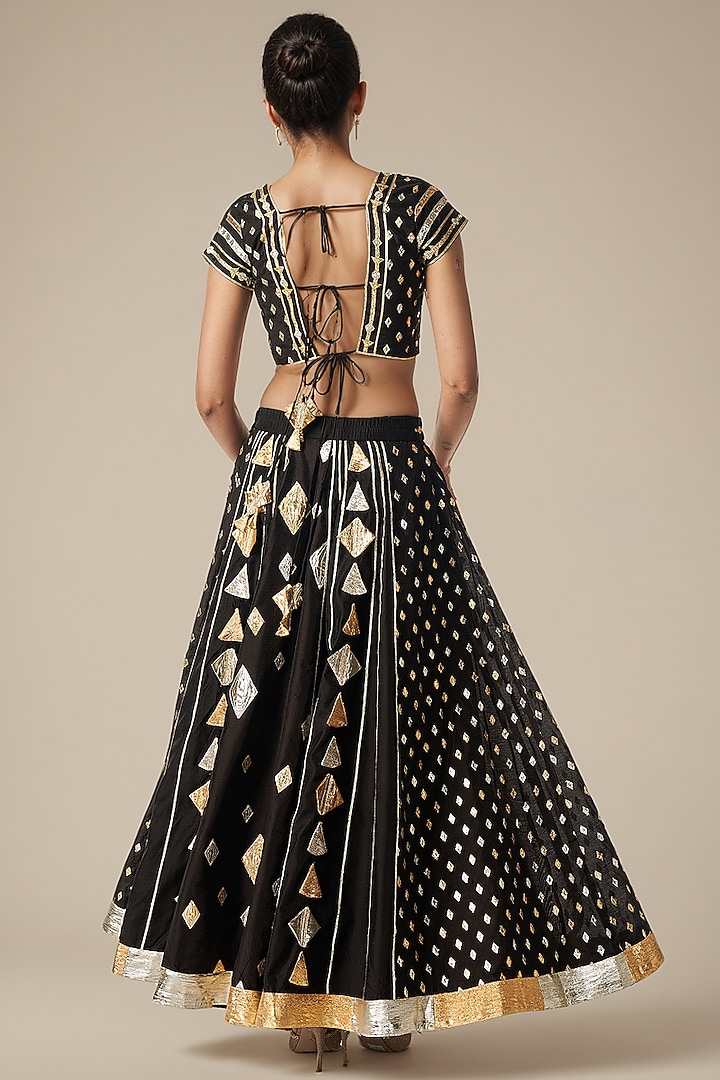 Black Modal Chanderi Gota Lehenga by Gulabo By Abu Sandeep at Pernia's Pop Up Shop