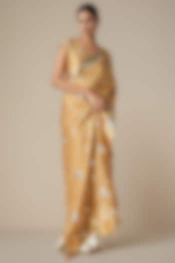 Beige Modal Chanderi Gota Wedding Saree by Gulabo By Abu Sandeep at Pernia's Pop Up Shop
