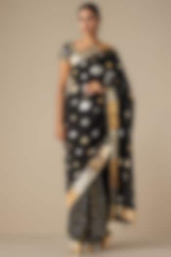Black Modal Chanderi Gota Wedding Saree by Gulabo By Abu Sandeep at Pernia's Pop Up Shop