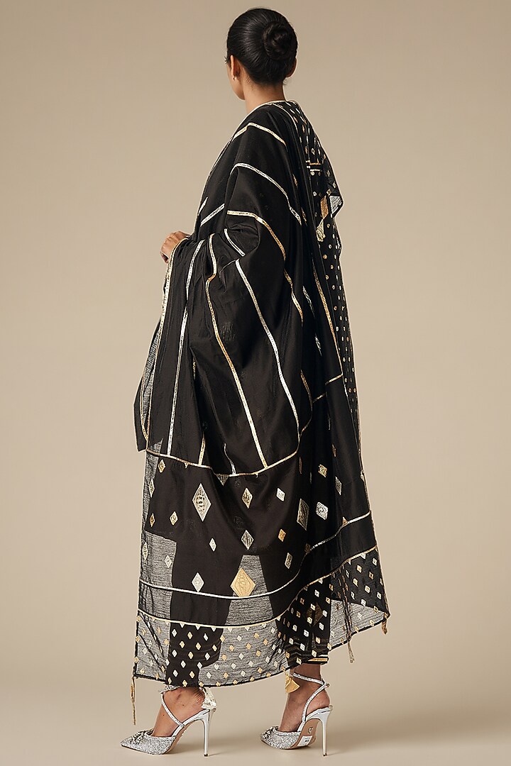 Black Modal Chanderi Gota Dupatta by Gulabo By Abu Sandeep at Pernia's Pop Up Shop