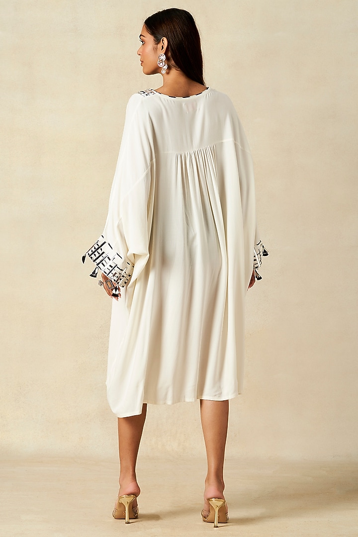 Off-White Rayon Pleated Kaftan by Gulabo By Abu Sandeep at Pernia's Pop Up Shop