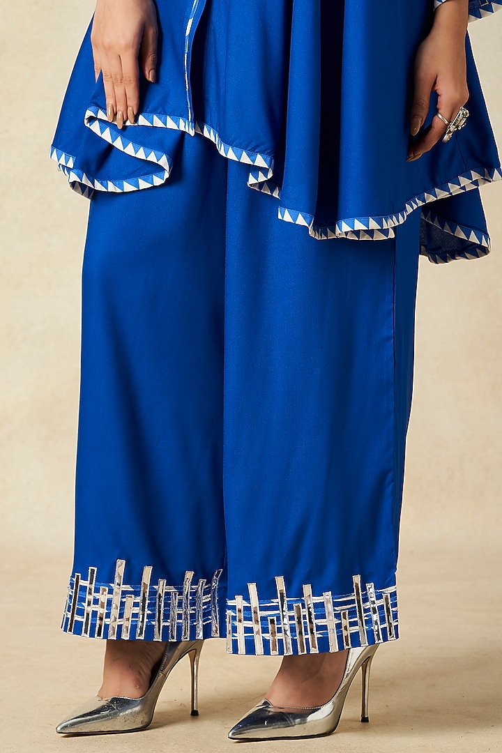 Royal Blue Rayon Pleated Tunic Set by Gulabo By Abu Sandeep at Pernia's Pop Up Shop