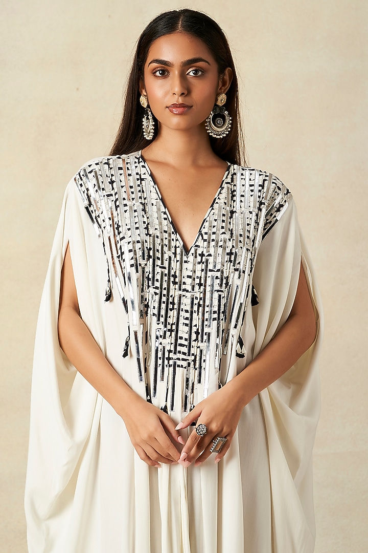 Off-White Rayon Cowl Kaftan by Gulabo By Abu Sandeep at Pernia's Pop Up Shop