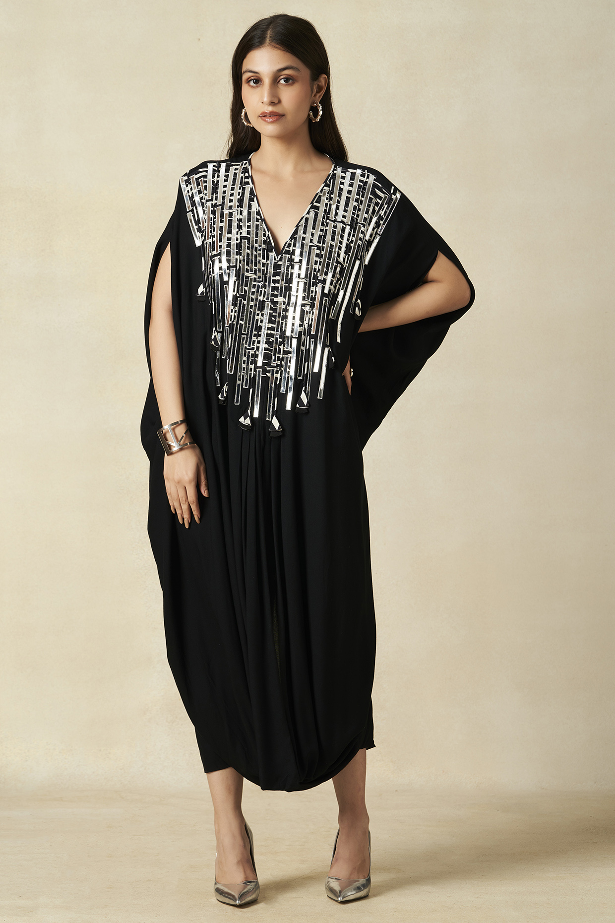 Black Rayon Cowl Kaftan by Gulabo By Abu Sandeep at Pernia's Pop Up Shop