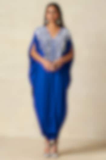 Royal Blue Rayon Cowl Kaftan by Gulabo By Abu Sandeep at Pernia's Pop Up Shop