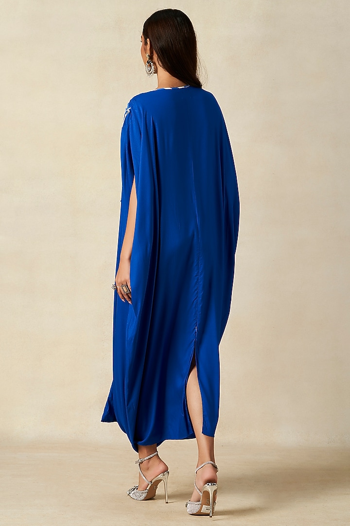 Royal Blue Rayon Cowl Kaftan by Gulabo By Abu Sandeep at Pernia's Pop Up Shop
