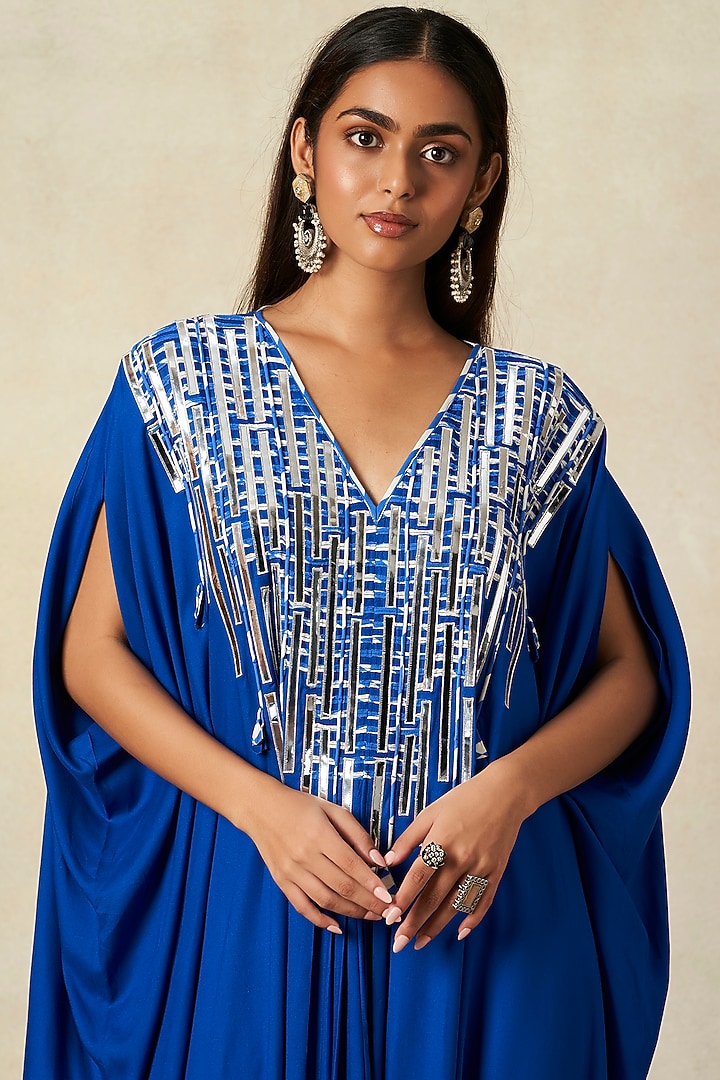 Royal Blue Rayon Cowl Kaftan by Gulabo By Abu Sandeep at Pernia's Pop Up Shop