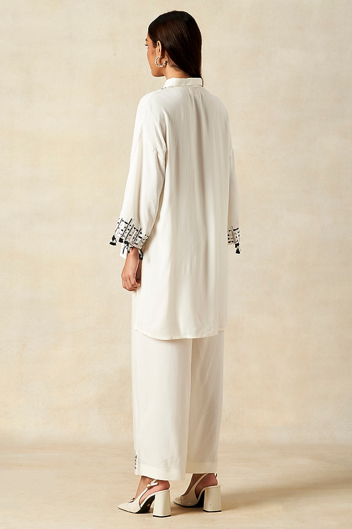 Off-White Rayon Co-Ord Set by Gulabo By Abu Sandeep at Pernia's Pop Up Shop