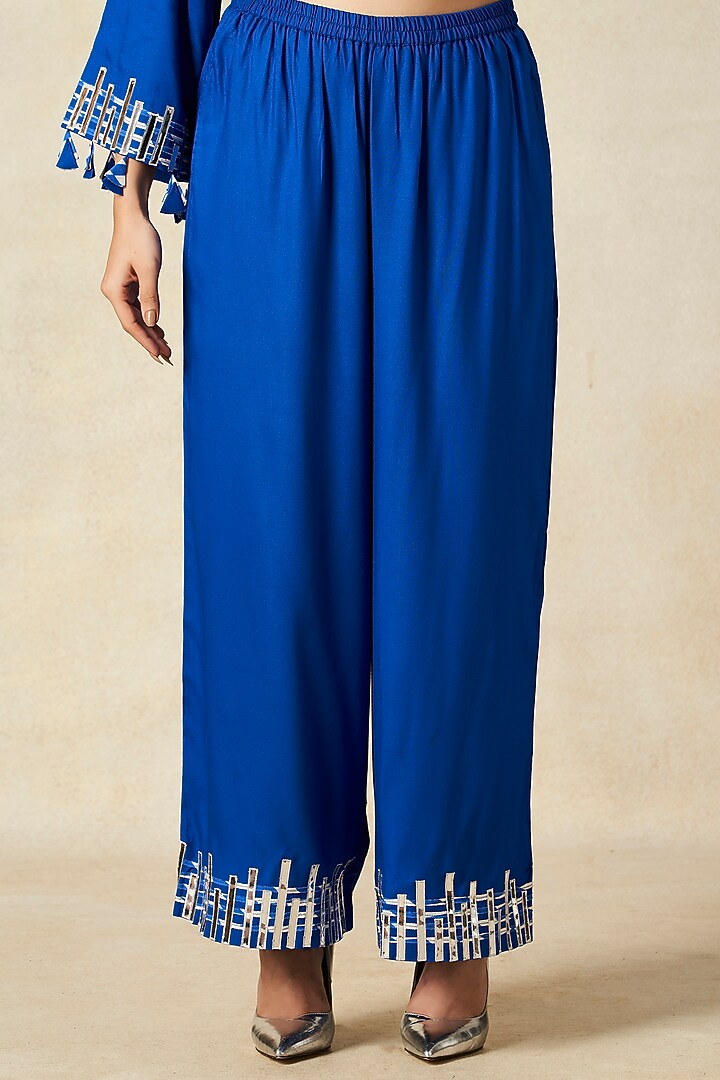 Royal Blue Rayon Co-Ord Set by Gulabo By Abu Sandeep at Pernia's Pop Up Shop