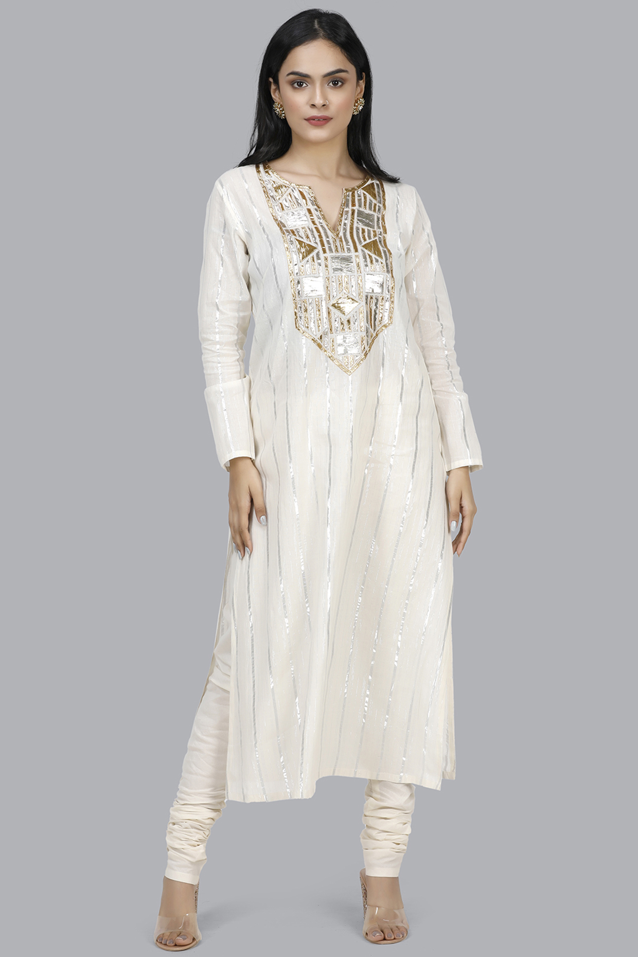Off-White A-line Embroidered Kurta by Gulabo By Abu Sandeep at Pernia's Pop Up Shop