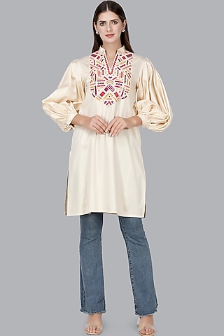 Light Beige Embroidered Tunic by Gulabo By Abu Sandeep