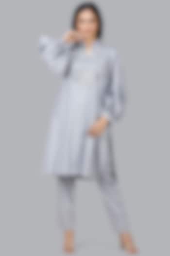 Arctic Grey Embroidered Tunic by Gulabo By Abu Sandeep at Pernia's Pop Up Shop