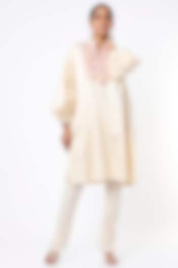 Light Beige Embroidered Tunic by Gulabo By Abu Sandeep at Pernia's Pop Up Shop