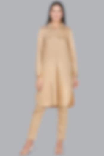 Beige Embroidered Long Shirt Tunic by Gulabo By Abu Sandeep at Pernia's Pop Up Shop