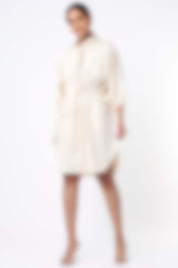 Light Beige Cotton Embroidered Summer Dress by Gulabo By Abu Sandeep at Pernia's Pop Up Shop