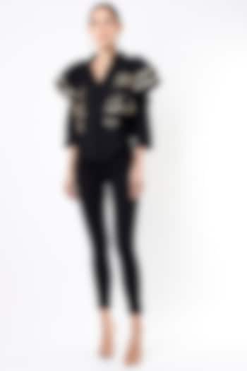 Black Cambric Ruffled Top by Gulabo By Abu Sandeep at Pernia's Pop Up Shop