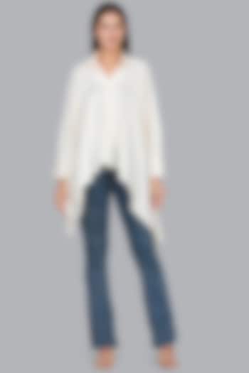 Off-White Gota Embroidered Shirt by Gulabo By Abu Sandeep at Pernia's Pop Up Shop