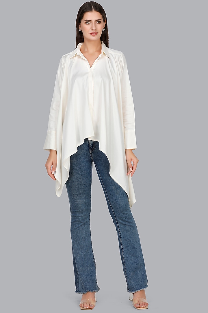 Off-White Gota Embroidered Shirt by Gulabo By Abu Sandeep at Pernia's Pop Up Shop