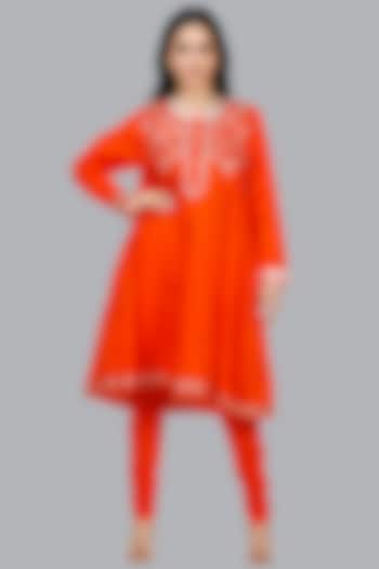 Orange Cotton Churidar Pants by Gulabo By Abu Sandeep at Pernia's Pop Up Shop