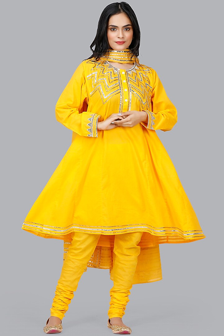 Yellow Cotton Churidar Pants by Gulabo By Abu Sandeep at Pernia's Pop Up Shop