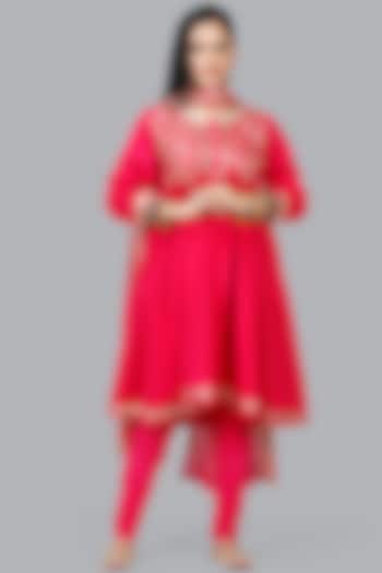 Fuchsia Cotton Churidar Pants by Gulabo By Abu Sandeep at Pernia's Pop Up Shop