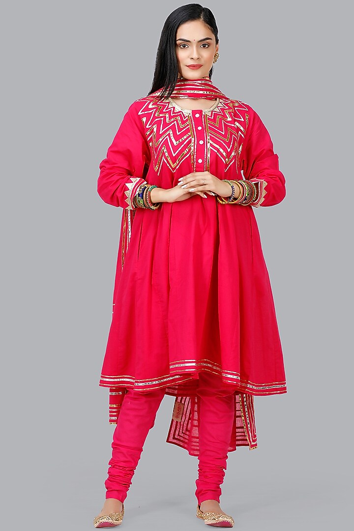 Fuchsia Cotton Churidar Pants by Gulabo By Abu Sandeep at Pernia's Pop Up Shop