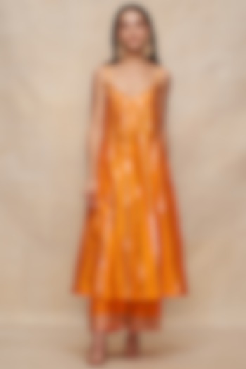 Mango Yellow Chanderi Gota Embroidered Slip Summer Dress by Gulabo By Abu Sandeep at Pernia's Pop Up Shop