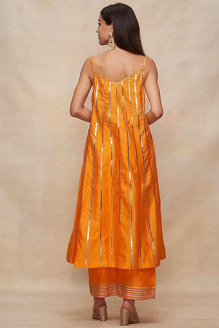 Mango Yellow Chanderi Gota Embroidered Slip Summer Dress by Gulabo By Abu Sandeep at Pernia's Pop Up Shop