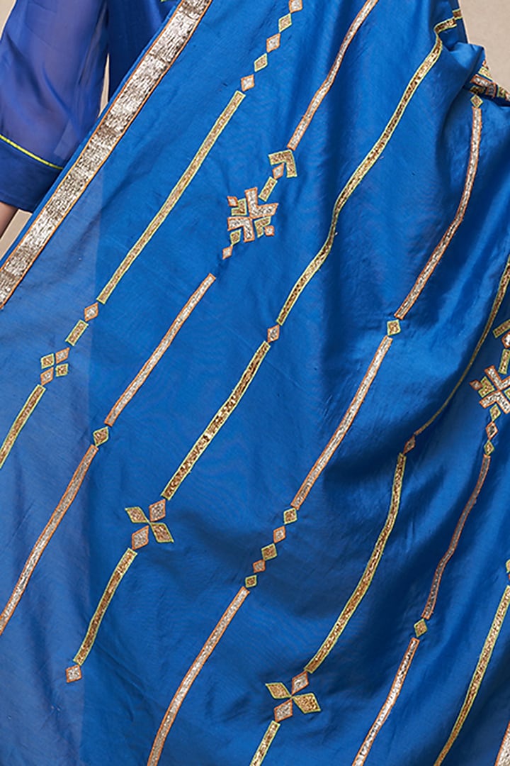 Royal Blue Chanderi Gota Work Dupatta by Gulabo By Abu Sandeep at Pernia's Pop Up Shop