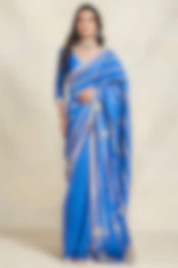 Royal Blue Chanderi Gota Work Wedding Saree by Gulabo By Abu Sandeep at Pernia's Pop Up Shop