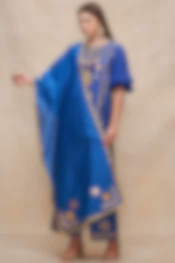 Royal Blue Chanderi Gota Work Dupatta by Gulabo By Abu Sandeep at Pernia's Pop Up Shop