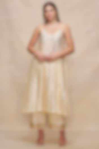 Off-White Chanderi Gota Embroidered Slip Summer Dress by Gulabo By Abu Sandeep at Pernia's Pop Up Shop