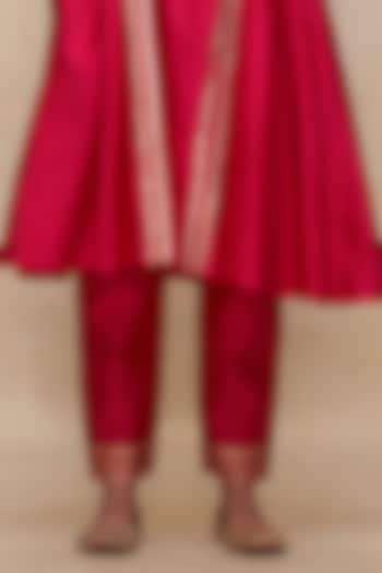 Rani Pink Pure Chanderi Silk Gota Work Pencil Pants by Gulabo By Abu Sandeep at Pernia's Pop Up Shop