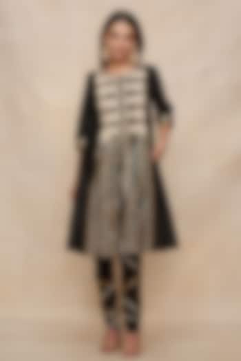 Black Chanderi Gota Work Churidar Pants by Gulabo By Abu Sandeep at Pernia's Pop Up Shop