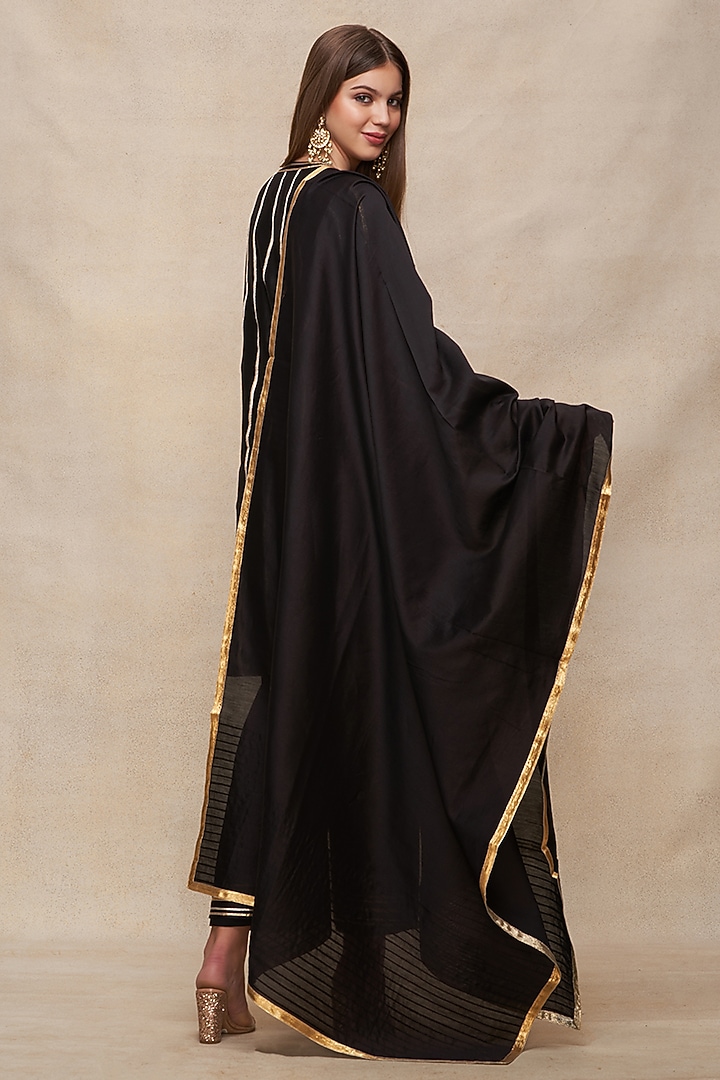 Black Chanderi Gota Work Dupatta by Gulabo By Abu Sandeep at Pernia's Pop Up Shop