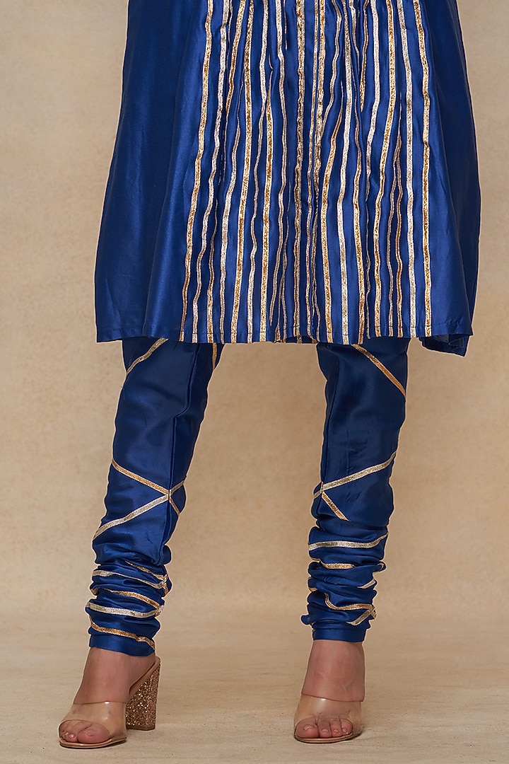 Royal Blue Chanderi Gota Work Churidar Pants by Gulabo By Abu Sandeep at Pernia's Pop Up Shop