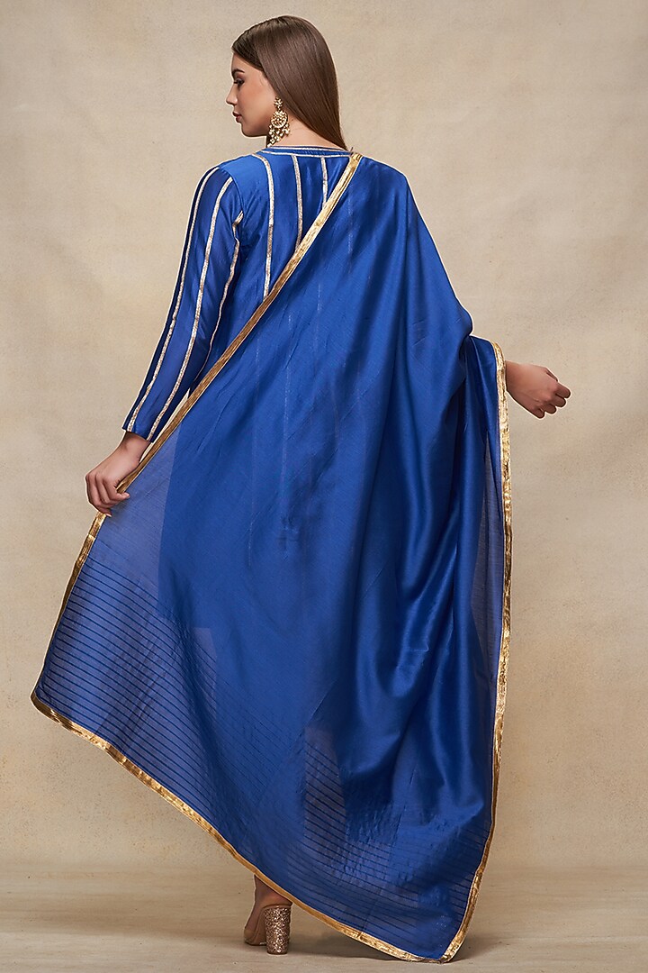 Royal Blue Chanderi Gota Work Dupatta by Gulabo By Abu Sandeep at Pernia's Pop Up Shop