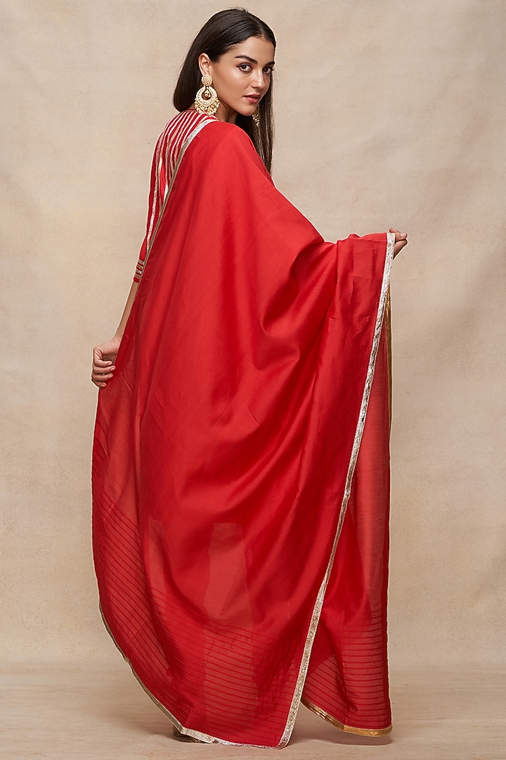 Red Chanderi Gota Work Dupatta by Gulabo By Abu Sandeep at Pernia's Pop Up Shop