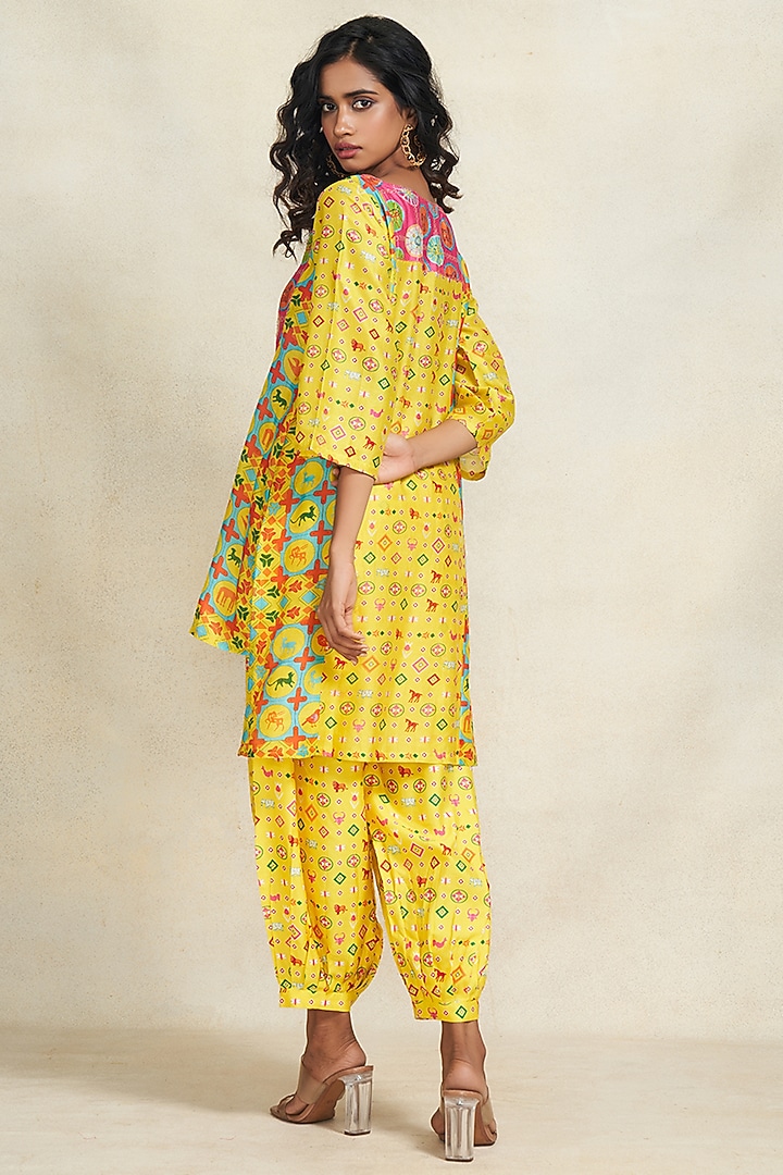 Yellow Chanderi Digital Printed Salwar Pants by Gulabo By Abu Sandeep at Pernia's Pop Up Shop