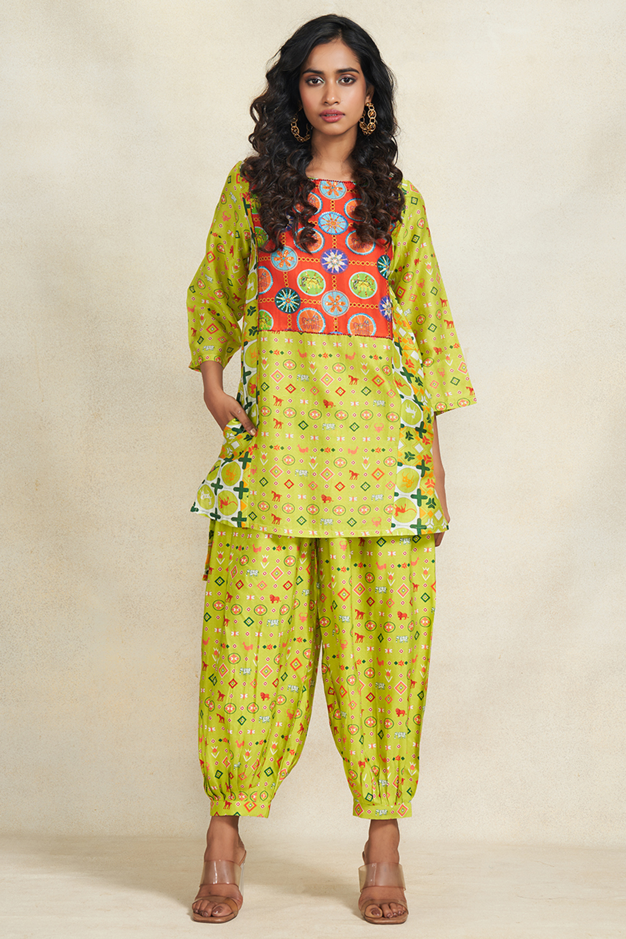 Green Chanderi Sequins Embroidered Kurta by Gulabo By Abu Sandeep at Pernia's Pop Up Shop