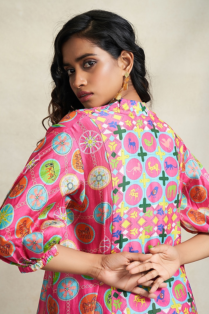 Pink Chanderi Sequins Embroidered Tunic by Gulabo By Abu Sandeep at Pernia's Pop Up Shop