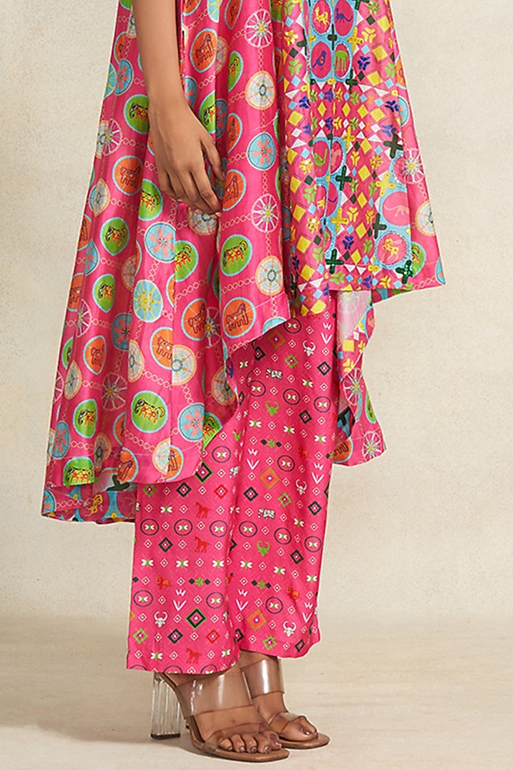 Pink Chanderi Gota Work Straight Pants by Gulabo By Abu Sandeep at Pernia's Pop Up Shop