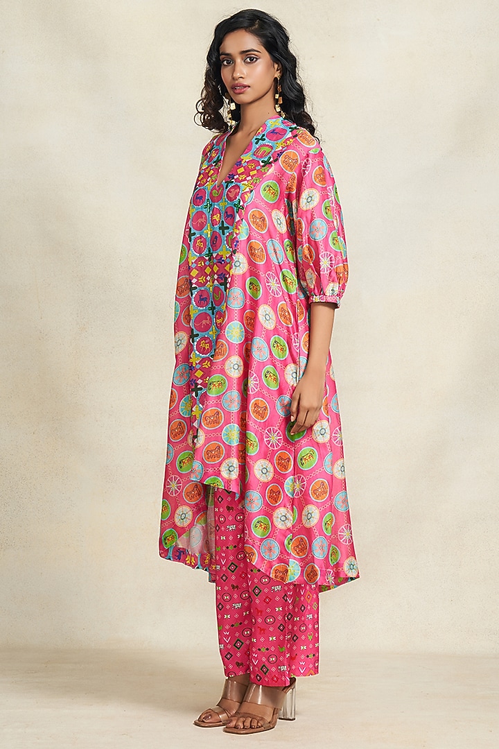 Pink Chanderi Gota Work Straight Pants by Gulabo By Abu Sandeep at Pernia's Pop Up Shop